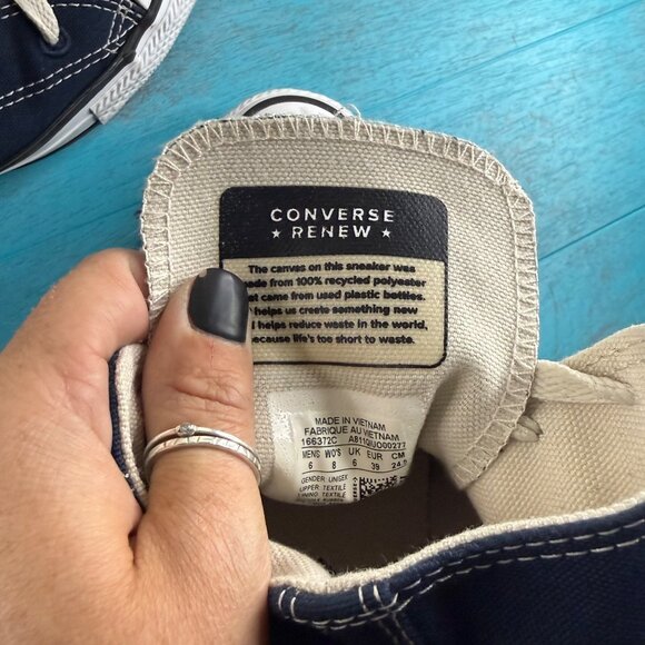 Converse Allstar Renew Blue 'Life's Too Short To Waste' Hi Top Sneakers Sz 8 - Picture 9 of 9
